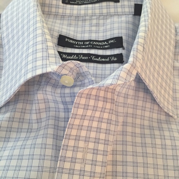 Forsyth of Canada L/S dress shirt WH/BL tattersall - Picture 7 of 8